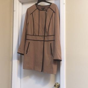 Long jacket w/ full front zipper & flared sleeves